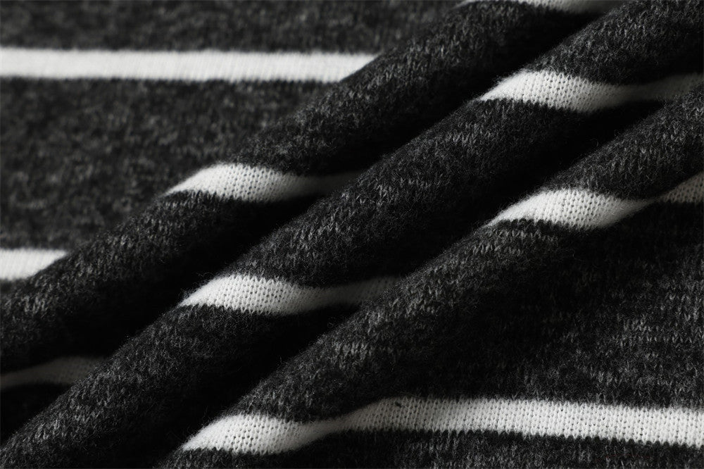 Sudadera con capucha de rayas – Prenda de felpa de manga larga con costuras en contraste