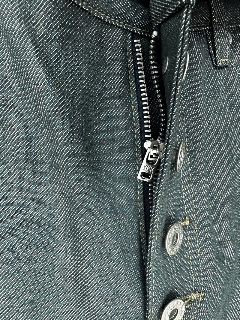 Wide-Leg Jeans Men's Button-Fly Straight Denim Pants – Lake Green