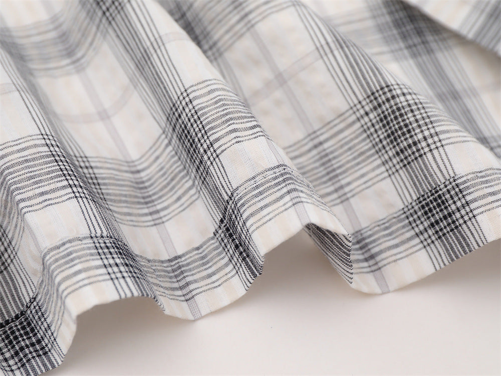 Camisa informal de botones para hombre – Estampado de graffiti a cuadros, estilo punk urbano de manga larga