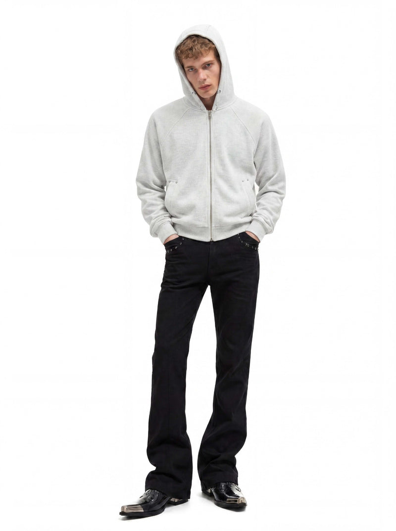 Sweat à capuche court zippé – Sweat intégralement zippé à manches raglan côtelées