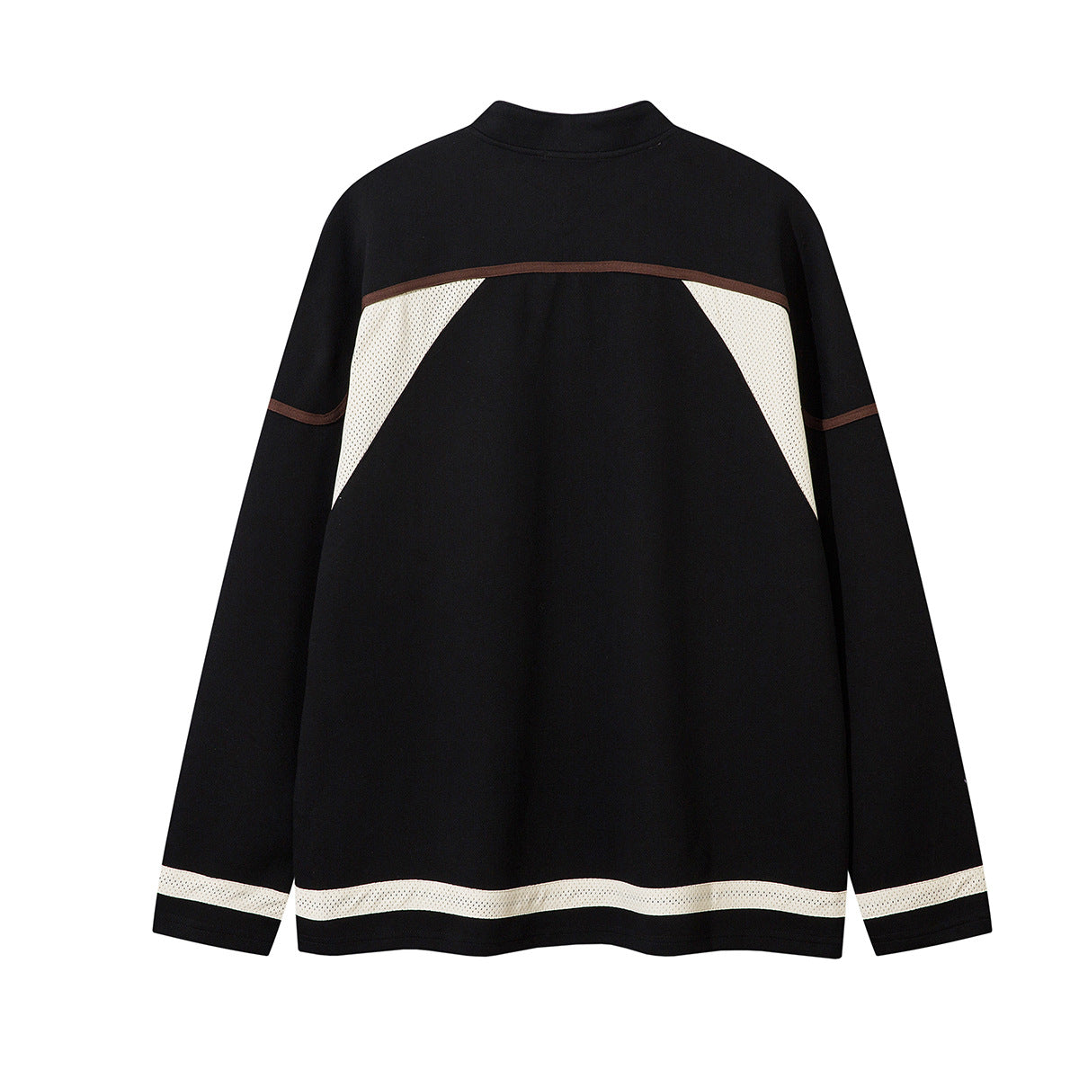 Lace-Up Hockey Jersey Sweatshirt – Colorblock Mesh Panel Pullover