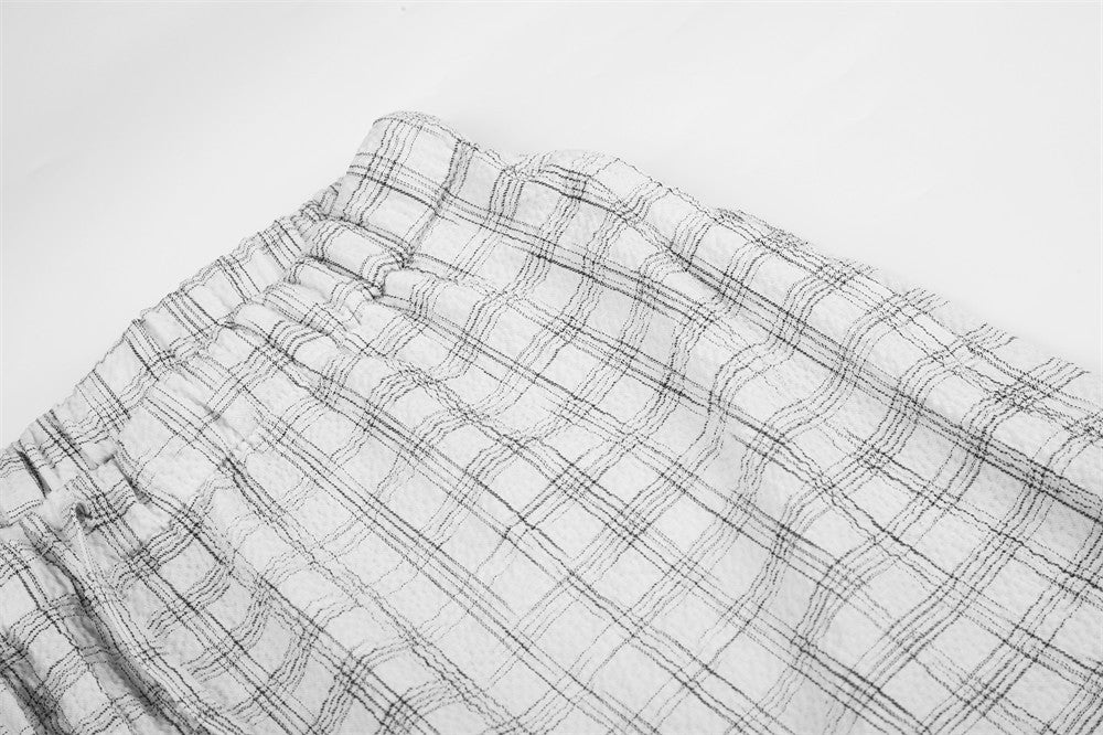 Plaid Wide-Leg Pants – Men's Straight-Fit Casual Trousers