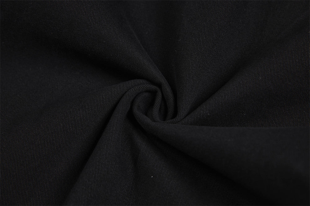 Pantalon cargo homme noir wide leg avec taille effet double boutonnage et multiples poches