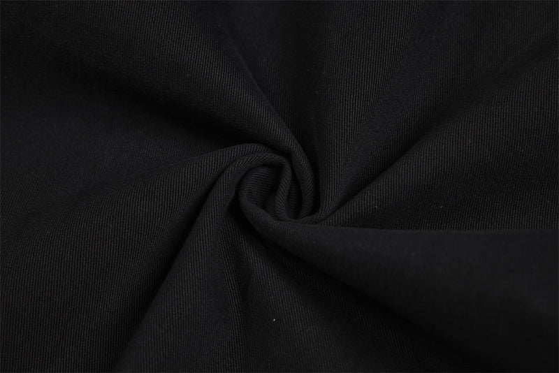 Pantalon cargo homme noir wide leg avec taille effet double boutonnage et multiples poches