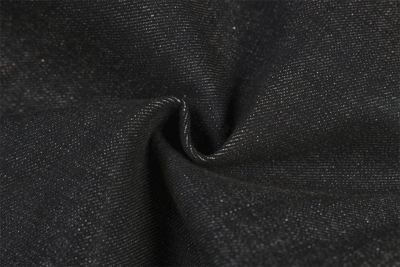 Baggy Black Jeans Men's Wide-Leg Denim with Leopard Print Pockets & Charm Detail