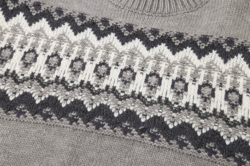 Fair Isle Jacquard Knitted Crew Neck Sweater – Vintage American Style