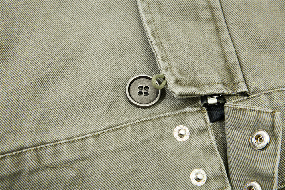 Men's Canvas Work Jacket – Vintage Punk Distressed Stand Collar with Scythe