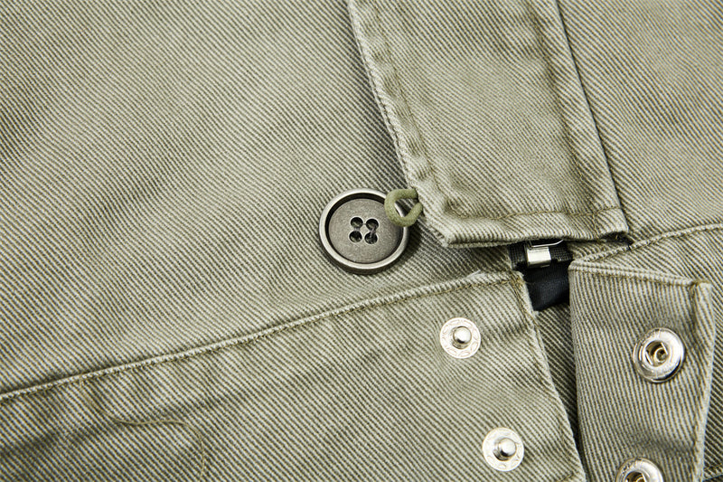 Men's Canvas Work Jacket – Vintage Punk Distressed Stand Collar with Scythe