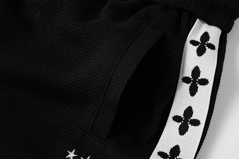 Retro-Trainingsjacken- & Sweathosen-Set – Stehkragen mit Reißverschluss und Fleur-de-Lis-Seitenstreifen
