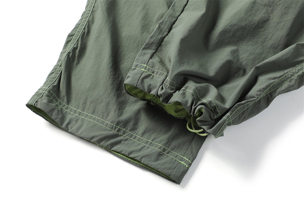 Cargo Work Pants for Men – Wide-Leg Multi-Pocket Utility Trousers with Contrast