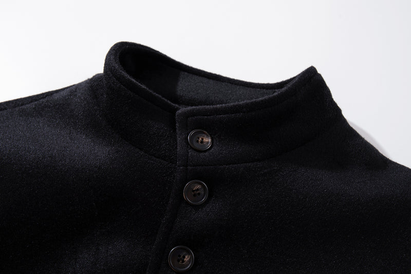 Jacke aus Wollmix mit Stehkragen, Knopfleiste & Gürtelabschluss
