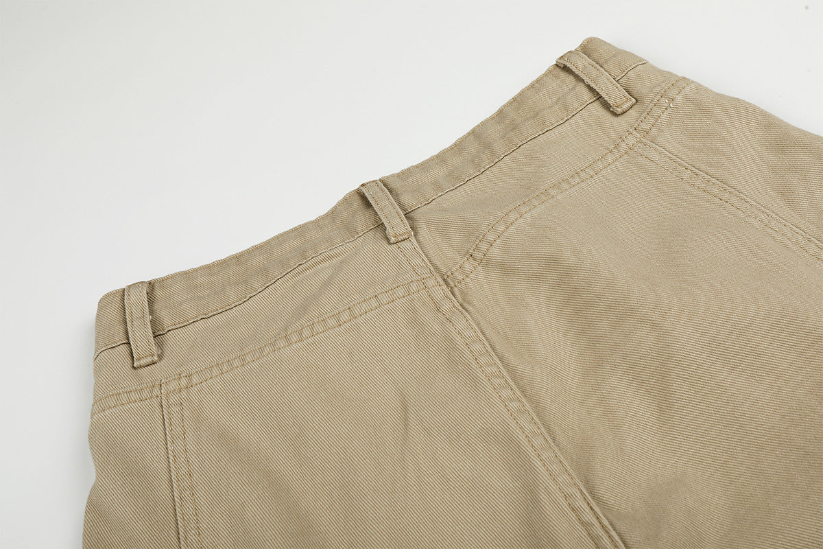 Studded Wide-Leg Cargo Pants with Oversized Pockets