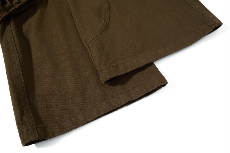 Men's Deconstructed Flare Cargo Pants with Ruched Pockets & Zip Detail