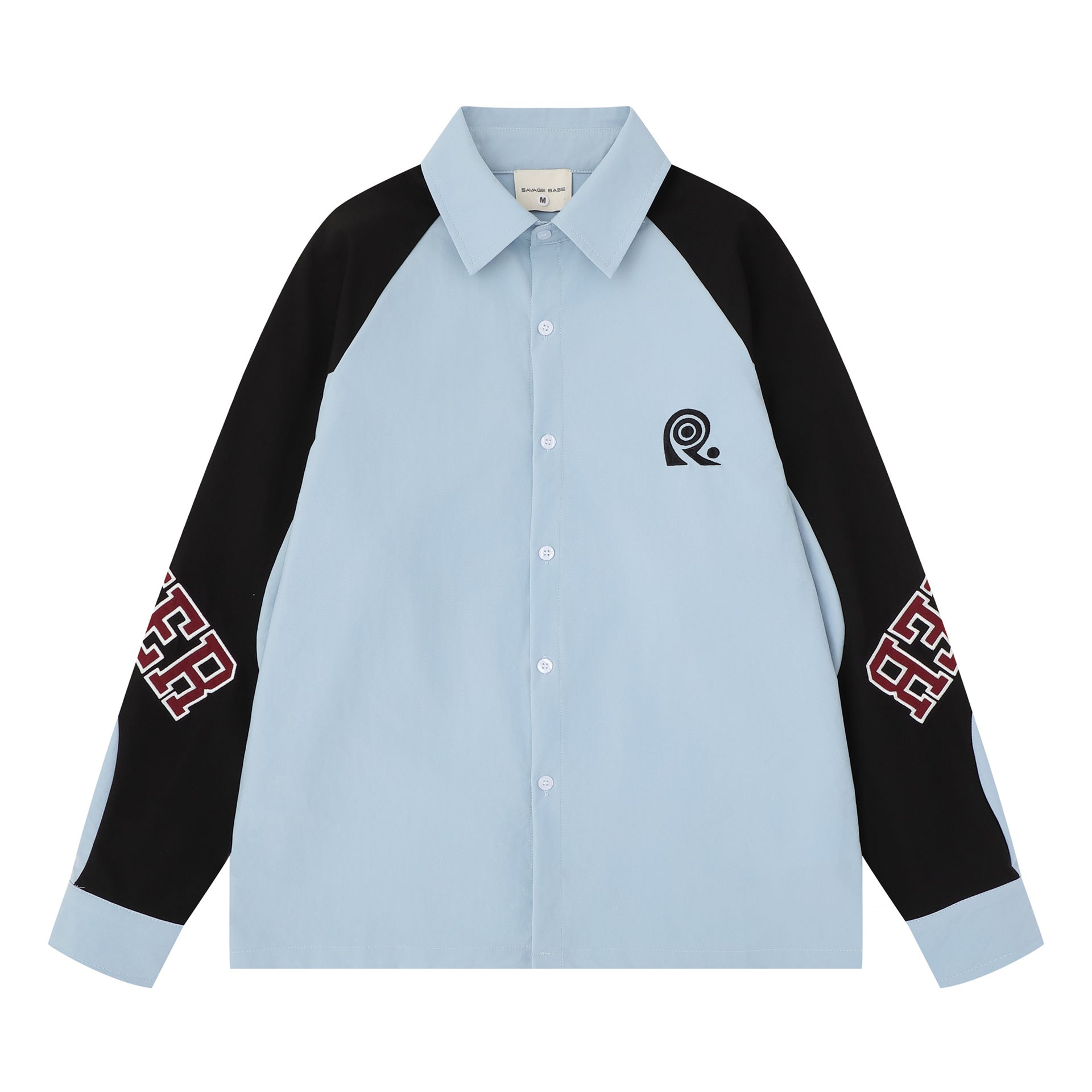 Baggy Long Sleeve Shirt Men's Colorblock Raglan Letter Embroidery Oversized