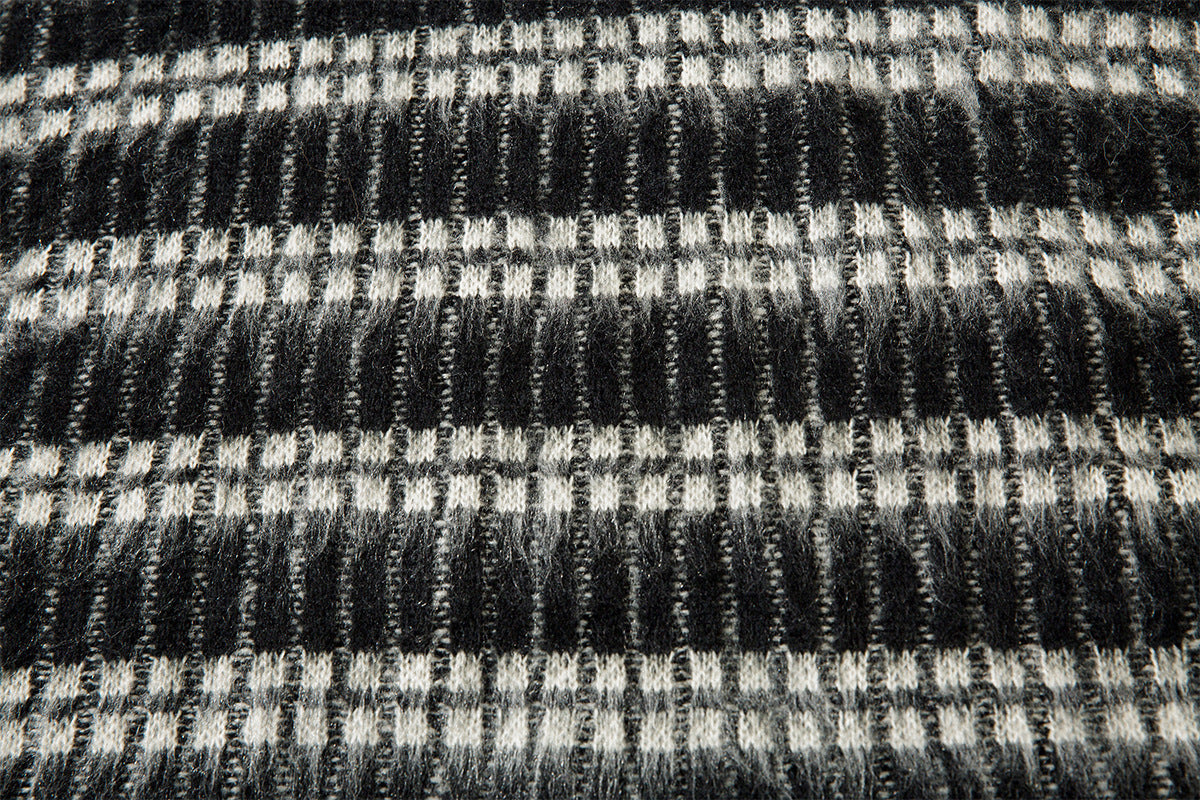 Striped Knit Sweater with Polo Collar – Oversized Fuzzy Texture