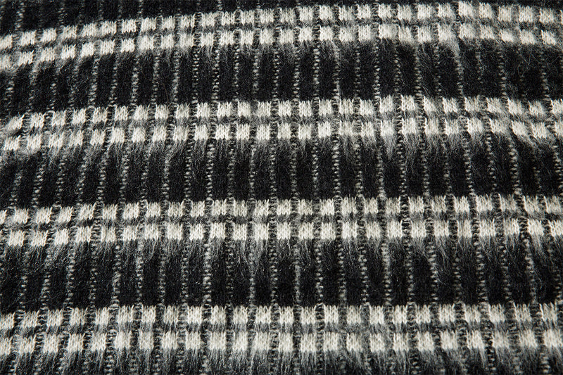 Striped Knit Sweater with Polo Collar – Oversized Fuzzy Texture