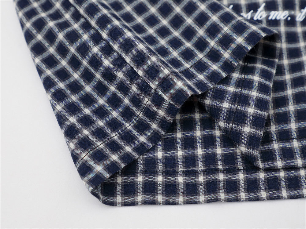 Plaid Check Short Sleeve Shirt – Oversized Streetwear with Script Print