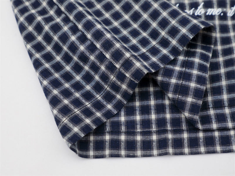 Plaid Check Short Sleeve Shirt – Oversized Streetwear with Script Print