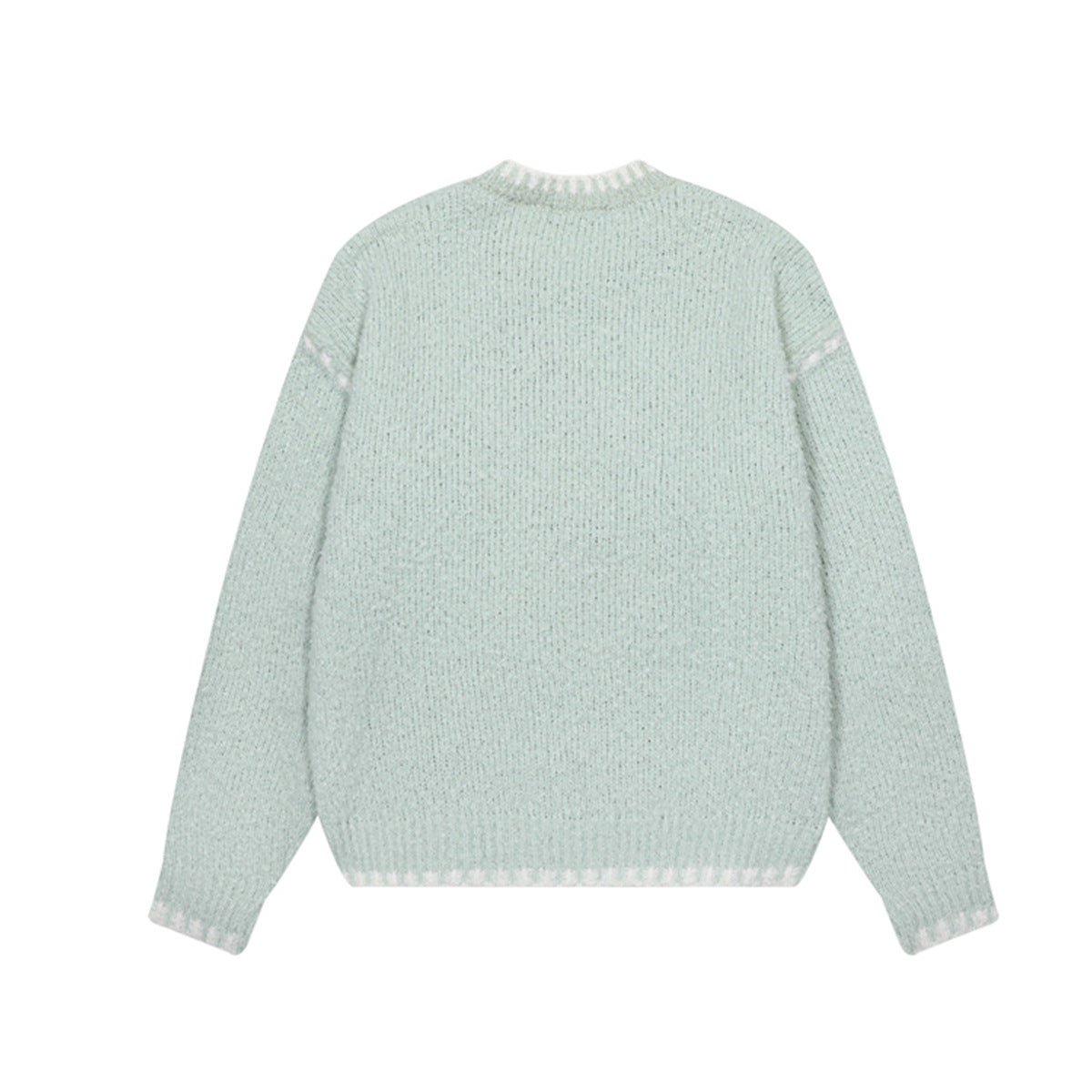 Cartoon Jacquard Crewneck Knit Sweater with Fringe Detail