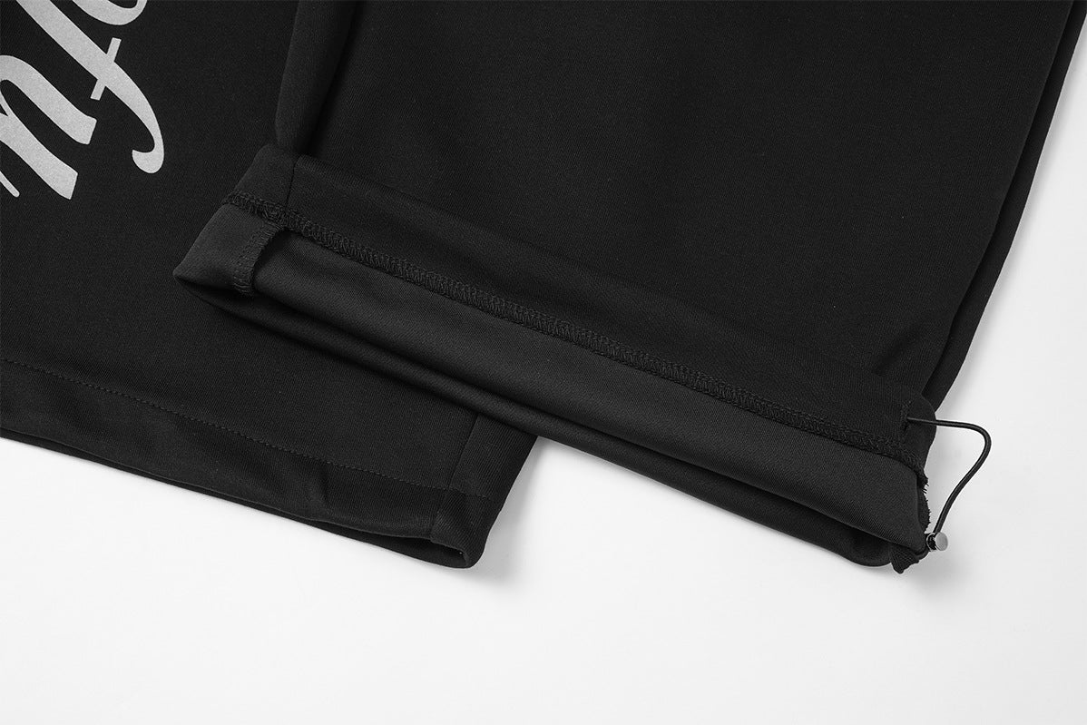 Wide-Leg Sweatpants with Belt Sash and Script Logo Print