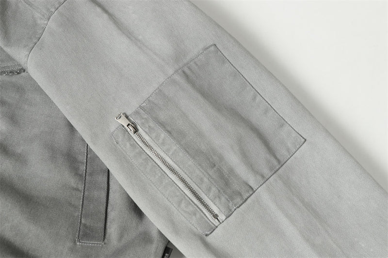 Blouson bomber déconstruit en patchwork – Toile délavée et coutures brutes
