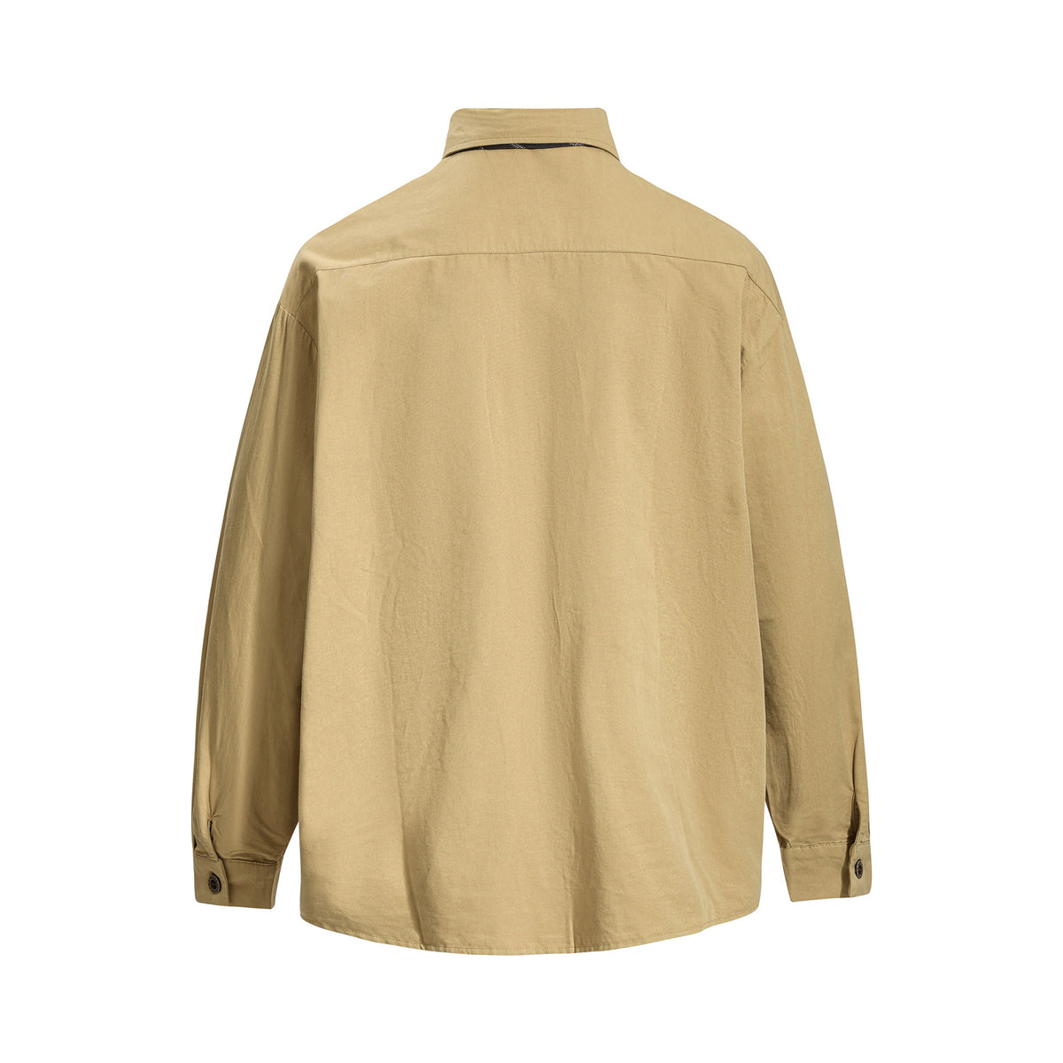 Tan Long Sleeve Shirt with Detachable Tie – Heart & Hook Embroidered Campus