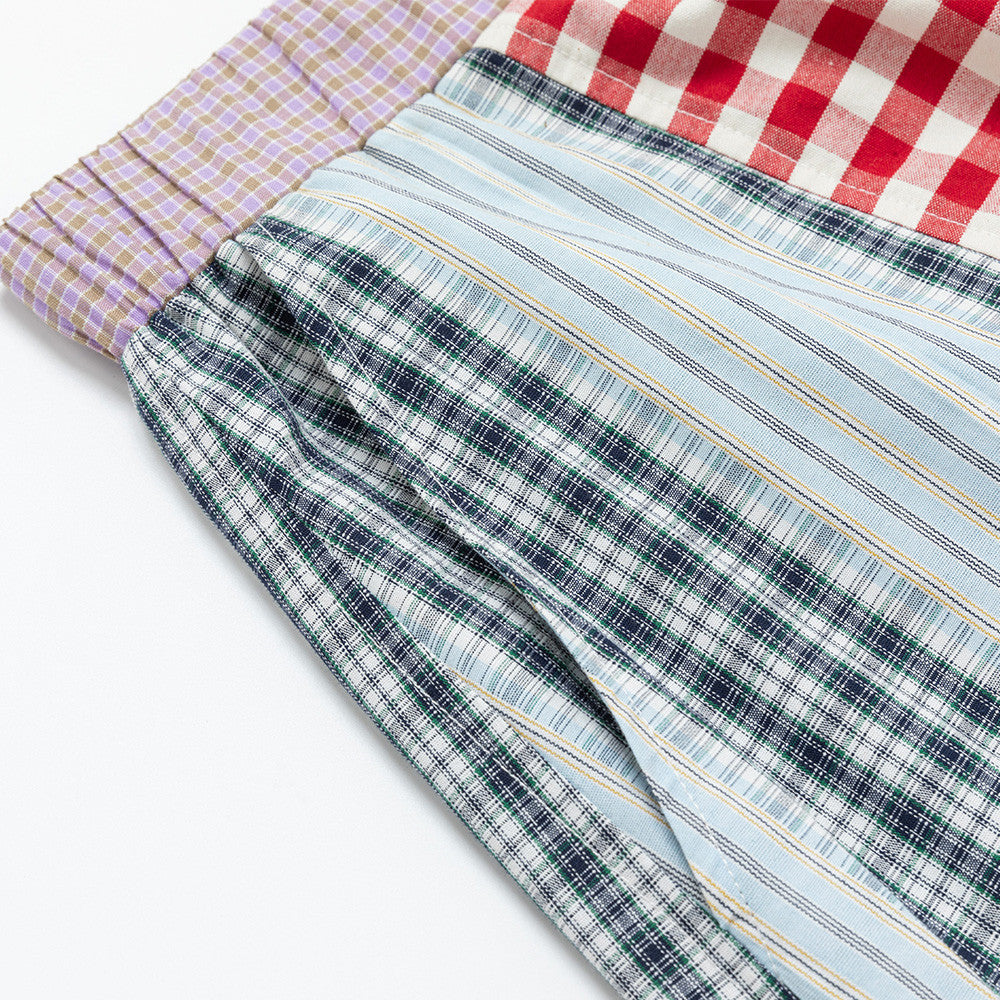 Patchwork Plaid Wide-Leg Pants – Men's Colorblock Deconstructed Trousers