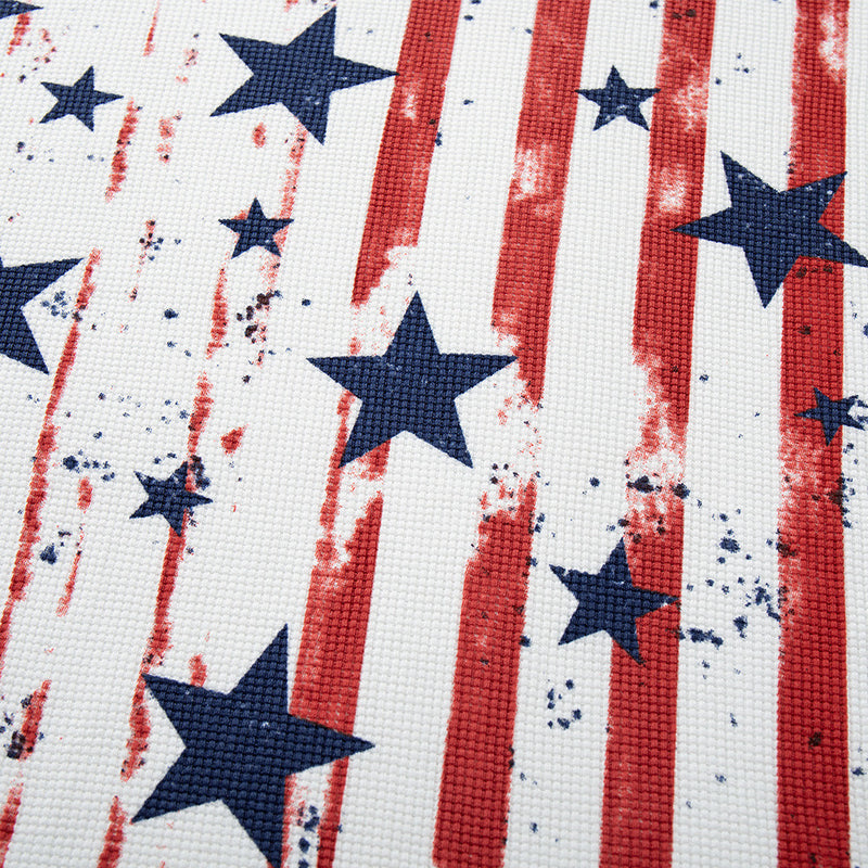 Men's American Flag Star Print Long Sleeve Shirt – Distressed Waffle-Knit Tee