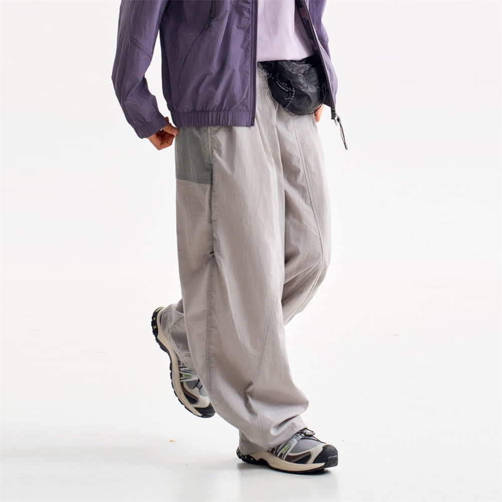 Baggy Wide-Leg Parachute Pants – Unisex Drawstring Jogger with Elastic Waist