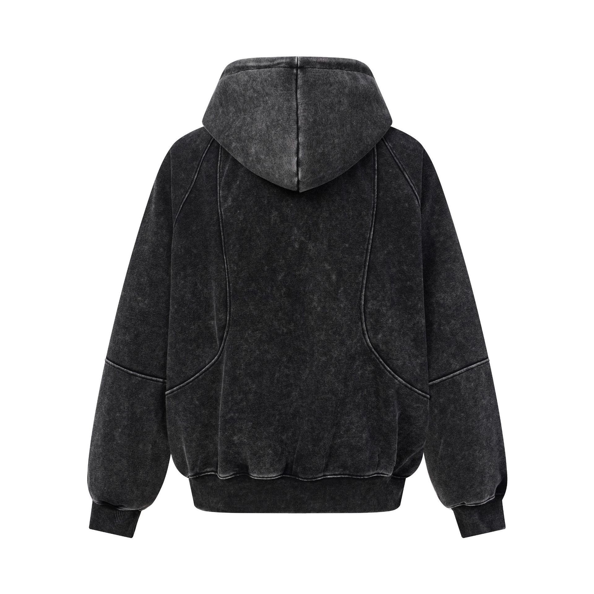 Oversized Acid Wash Zip-Up Hoodie – Deconstructed Streetwear Design