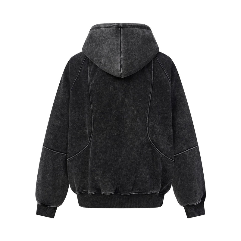 Oversized Acid Wash Zip-Up Hoodie – Deconstructed Streetwear Design