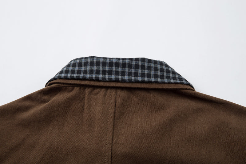 Men's Plaid-Lined Zip-Up Harrington Jacket – Layered Collar Workwear Coat