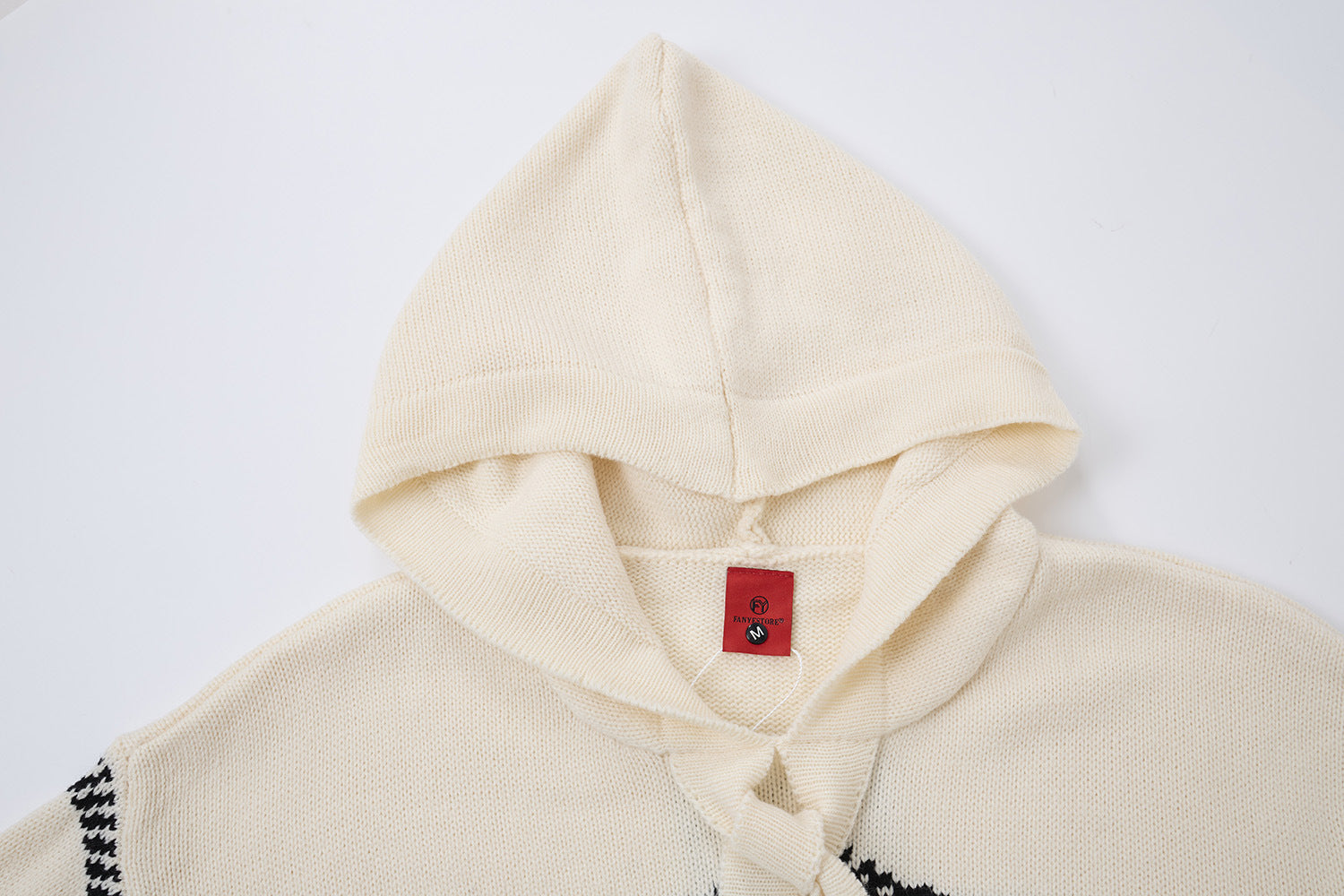 Pull à capuche oversize en maille jacquard avec grand motif graphique sur le devant