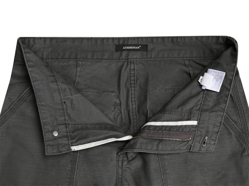 Herren-Wide-Leg-Cargohose – Grau, Gerader Fit mit mehreren Taschen
