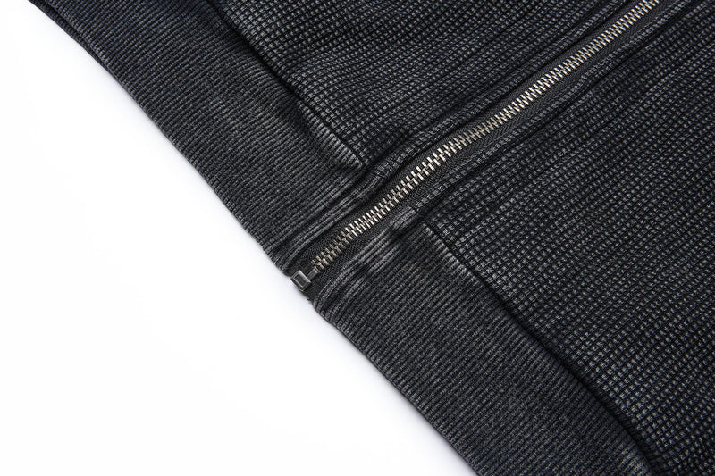Blouson bomber en maille gaufrée délavée à l’acide avec rivets métalliques