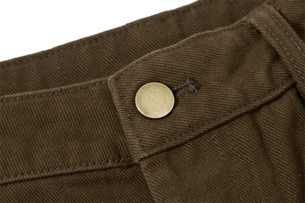 Men's Deconstructed Flare Cargo Pants with Ruched Pockets & Zip Detail