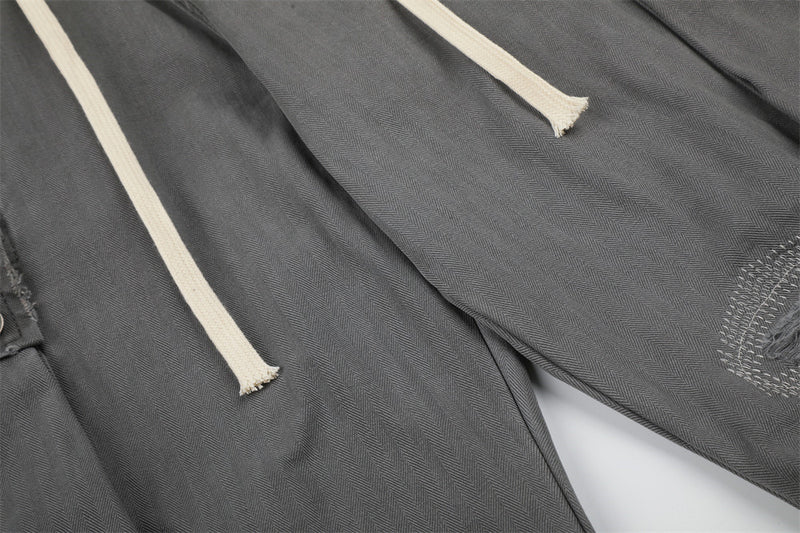 Pantalon cargo homme à jambes larges – Gris anthracite délavé, coupe baggy déstructurée