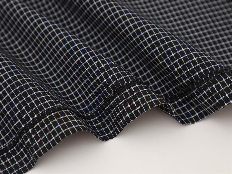 American Casual Plaid Short Sleeve Shirt with Script Embroidery