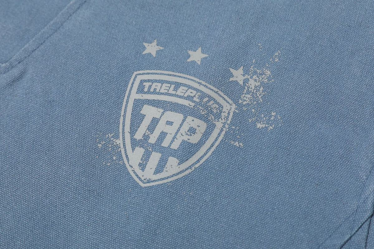 Washed Pullover Training Jacket with Polo Collar and Varsity Graphic Print