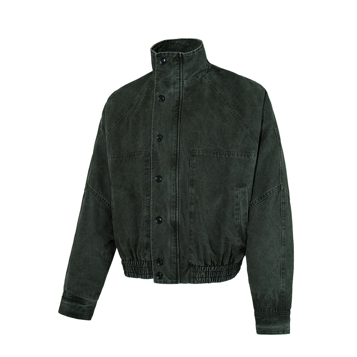 Blouson bomber vintage workwear délavé – Veste Harrington courte à col montant
