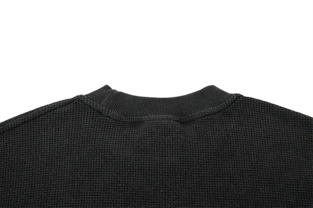 Men's Black Long Sleeve Shirt – Led Zeppelin Vintage Band Graphic Waffle Knit