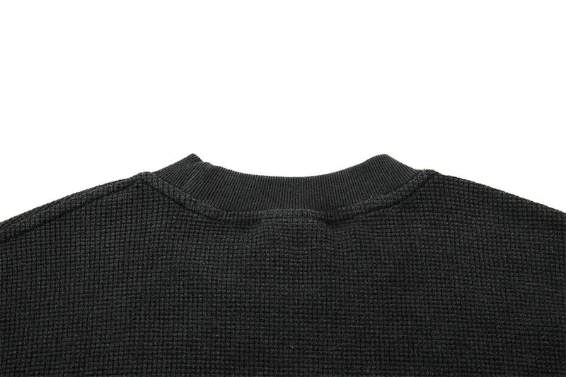 Men's Black Long Sleeve Shirt – Led Zeppelin Vintage Band Graphic Waffle Knit