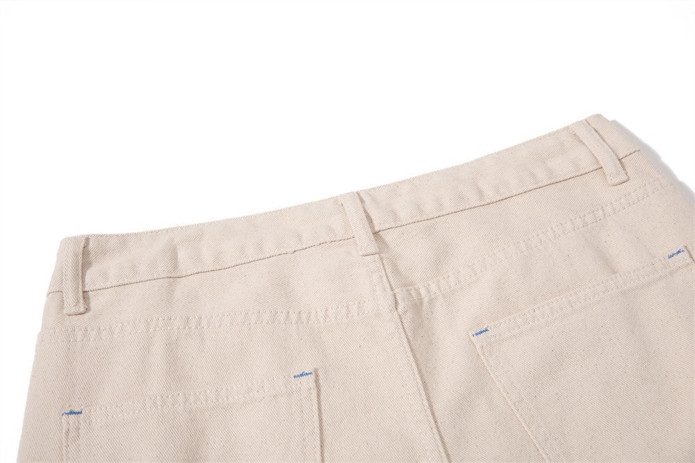 Jeans bootcut à jambes larges pour homme – Denim beige à coupe décontractée