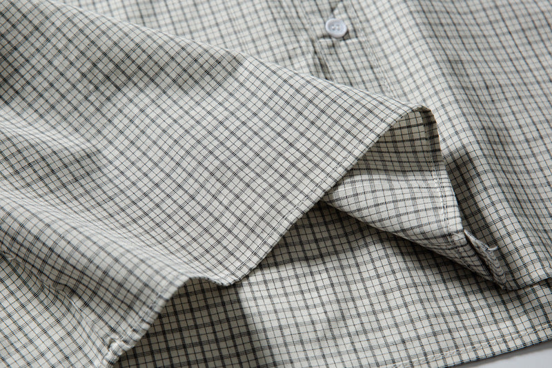 Oversized Plaid Long Sleeve Shirt – Relaxed Fit Japanese-Inspired Button-Up