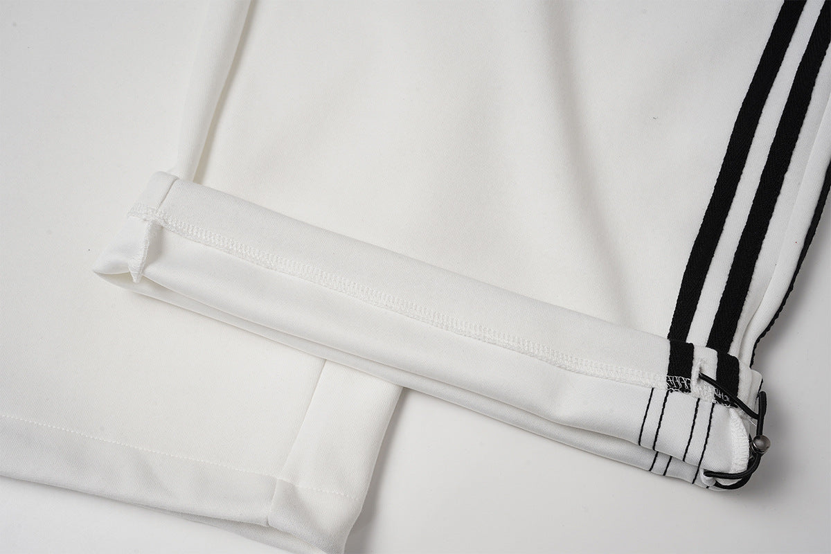 Wide-Leg Sweatpants with Barcode Cross Print & Double Waistband
