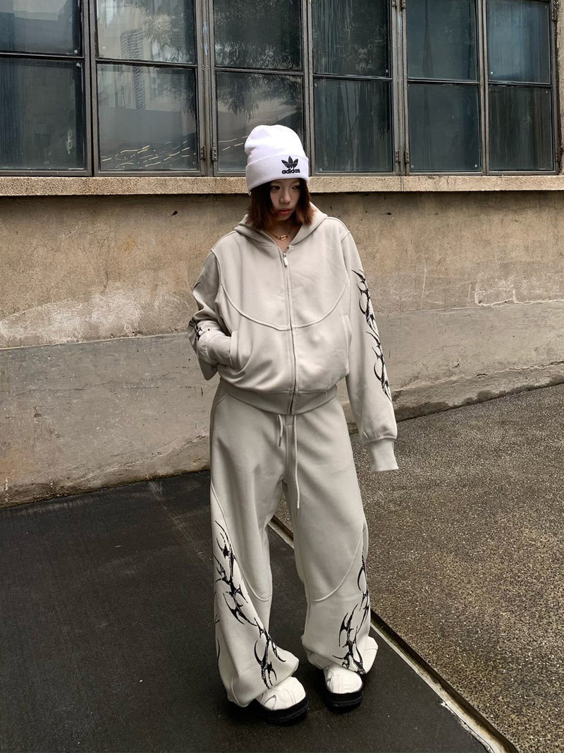 Wide-Leg Sweatpants with Tribal Print – Baggy Hip-Hop Joggers