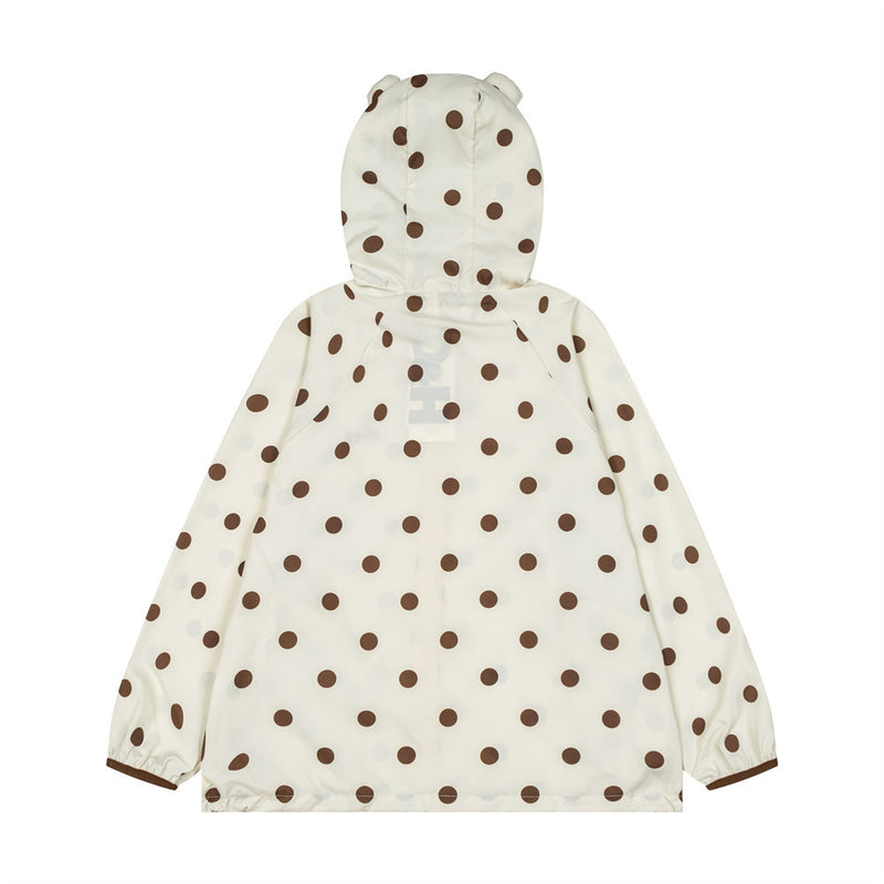Polka Dot Hooded Windbreaker Jacket – Unisex Oversized Lightweight Outdoor Coat