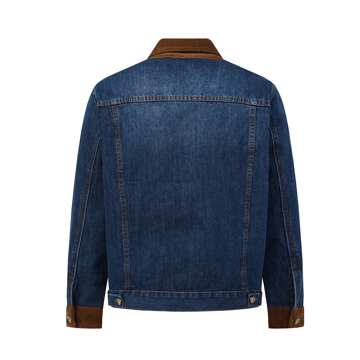 Veste en jean homme délavée avec col et poignets en velours côtelé