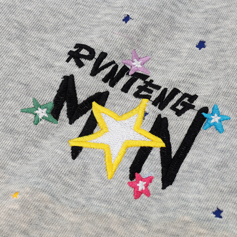 Wide-Leg Sweatpants Men – Allover Star Print & Embroidered Logo Streetwear
