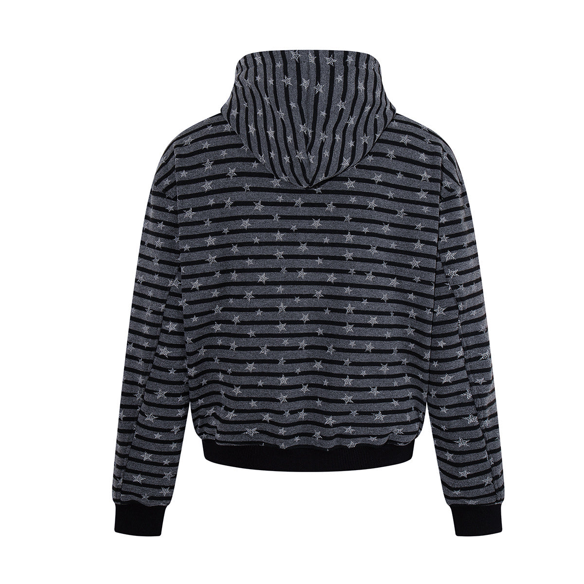 Striped Star Print Zip-Up Hoodie – Relaxed Fit Full-Zip Sweatshirt